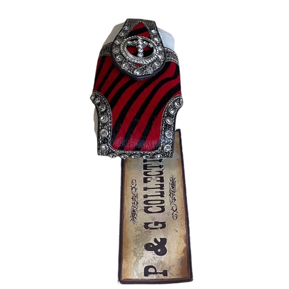 P&G Collection Western Style Case Leather  NWT Animal Print Red NWT - Picture 3 of 9